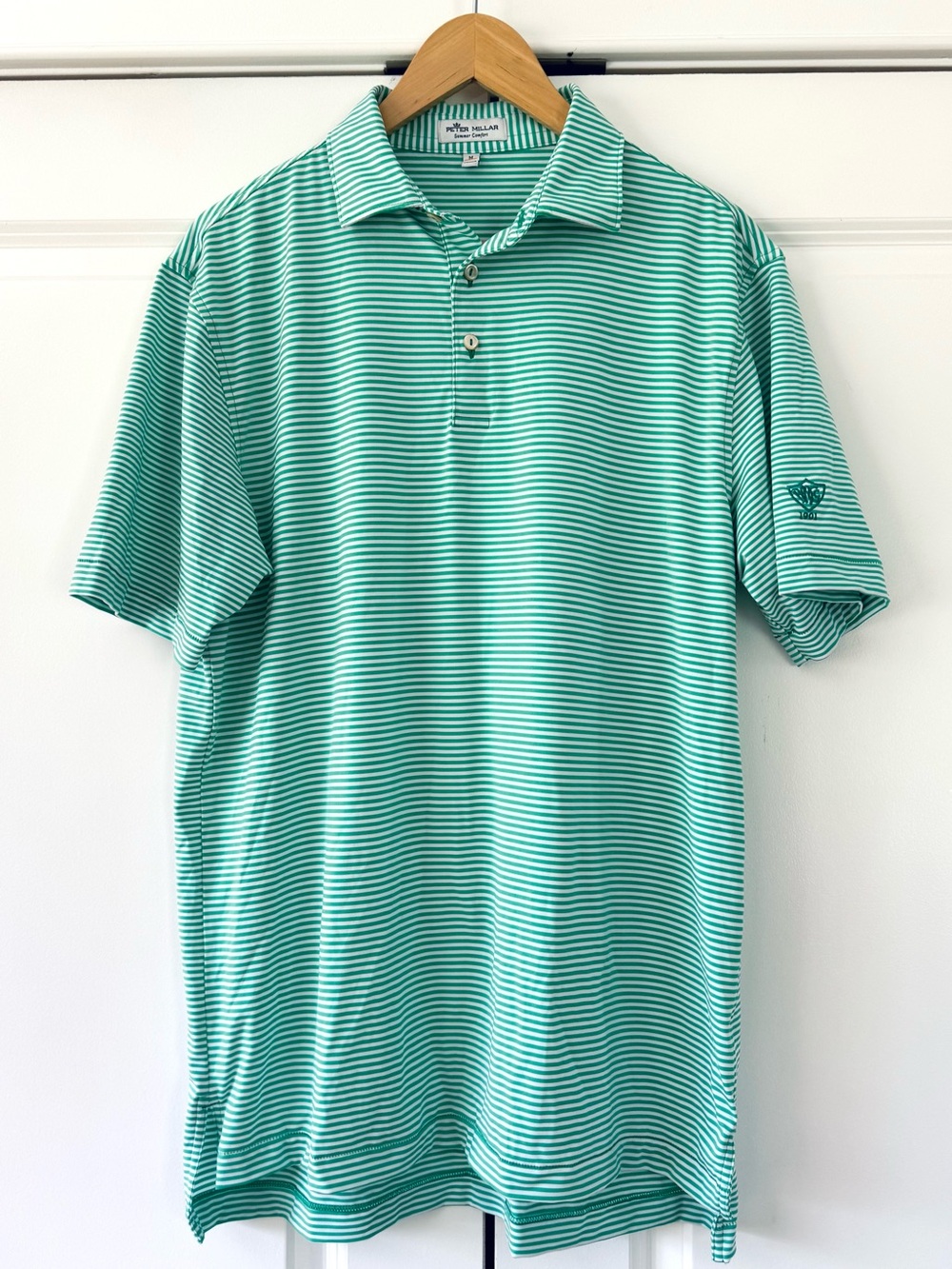 Peter Millar Golf Polo Summer Comfort Green Stripe Athletic size medium